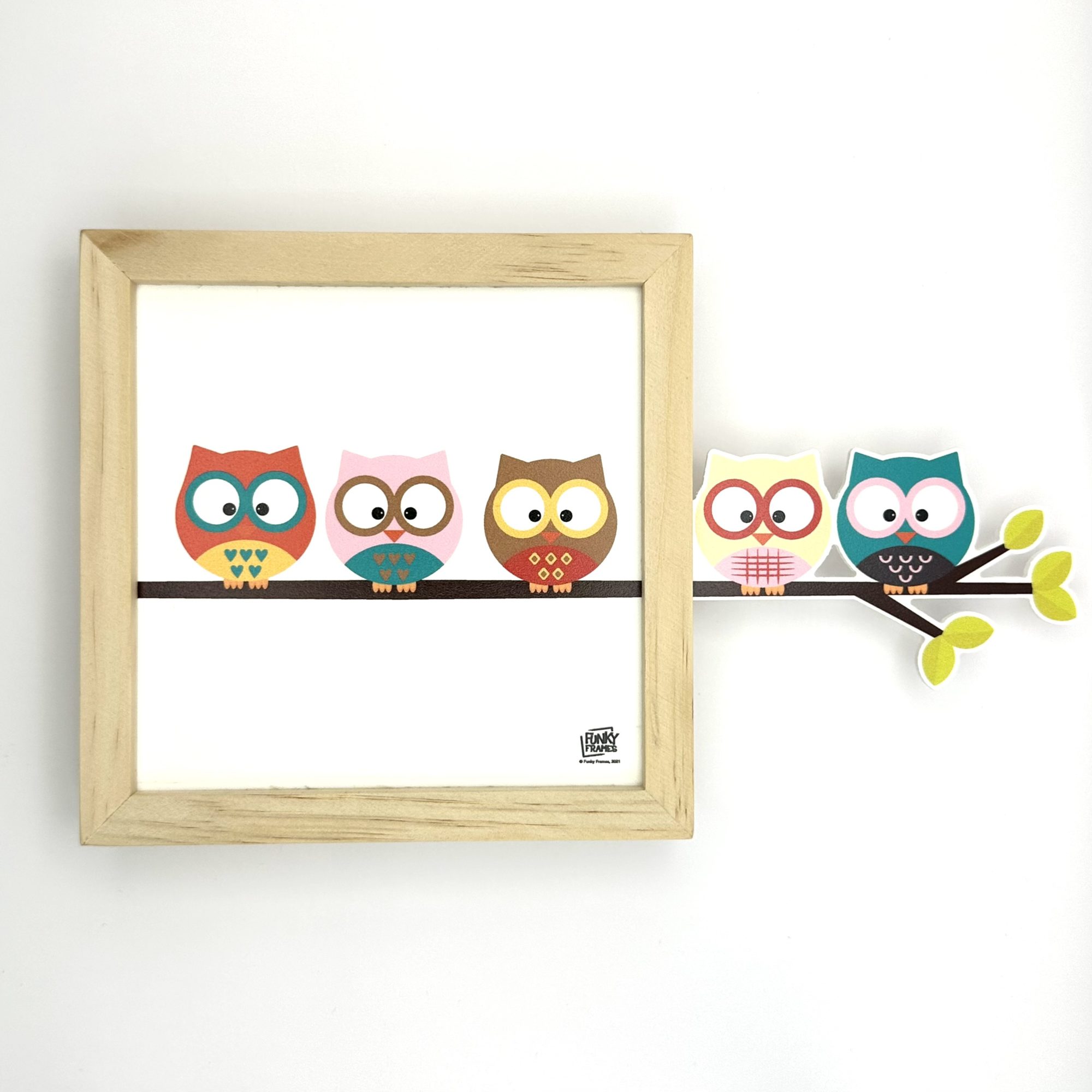 Funky Frames Les hiboux cadre bois