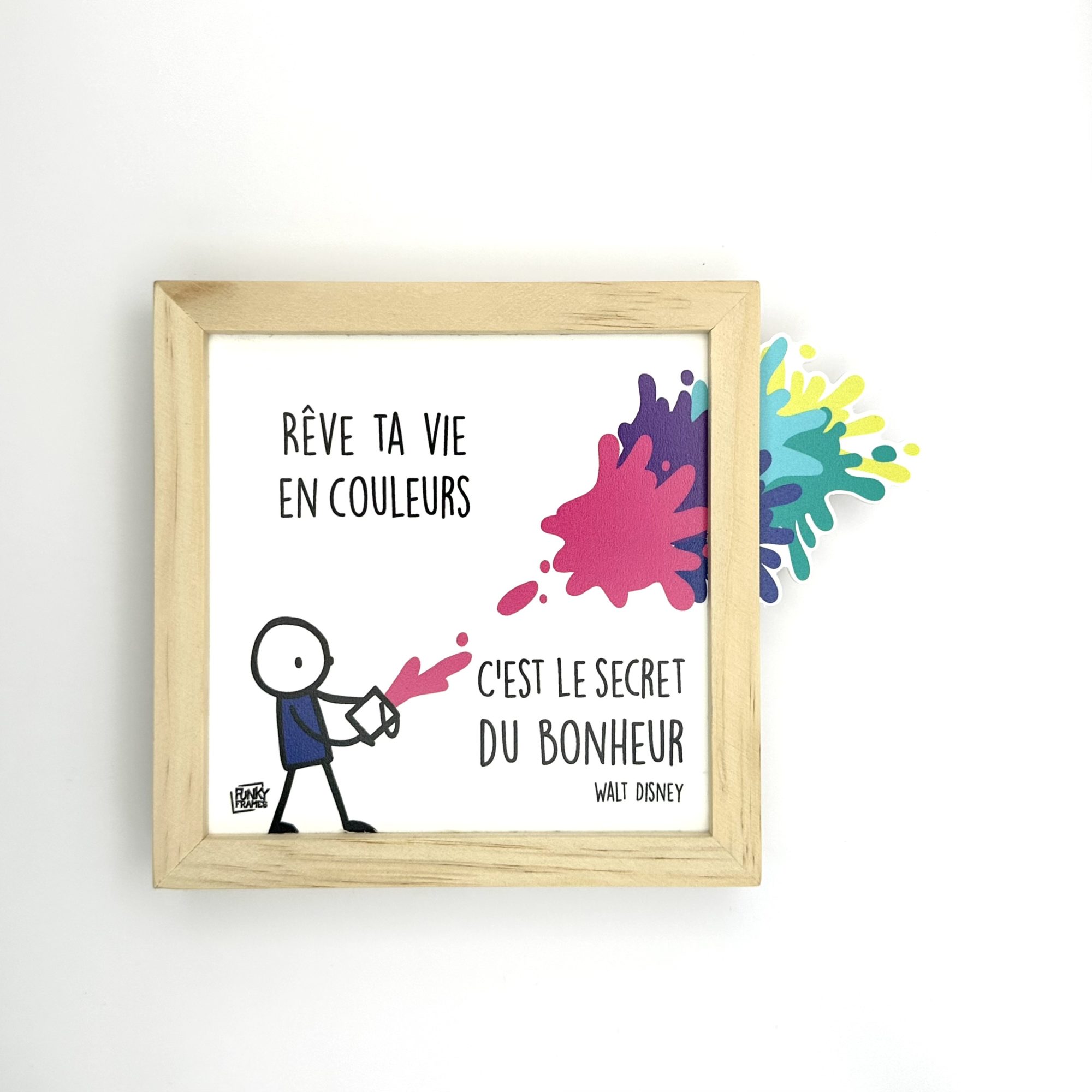 Funky Frames Rêve ta vie en couleurs cadre bois